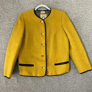 Women's Size 40 Yellow Mohair Long Sleeve Button Up Grunge Sweater Cardigan